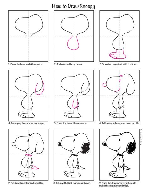 how to draw snoopy.